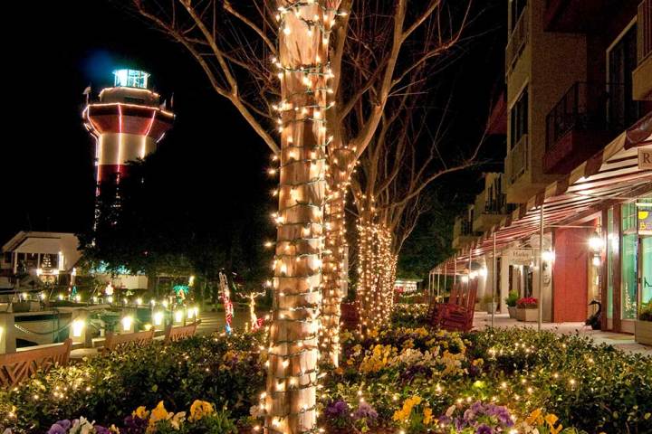 a lit up city at night